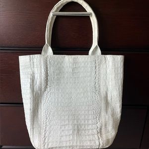 Nancy Gonzalez rare white crocodile tote bag